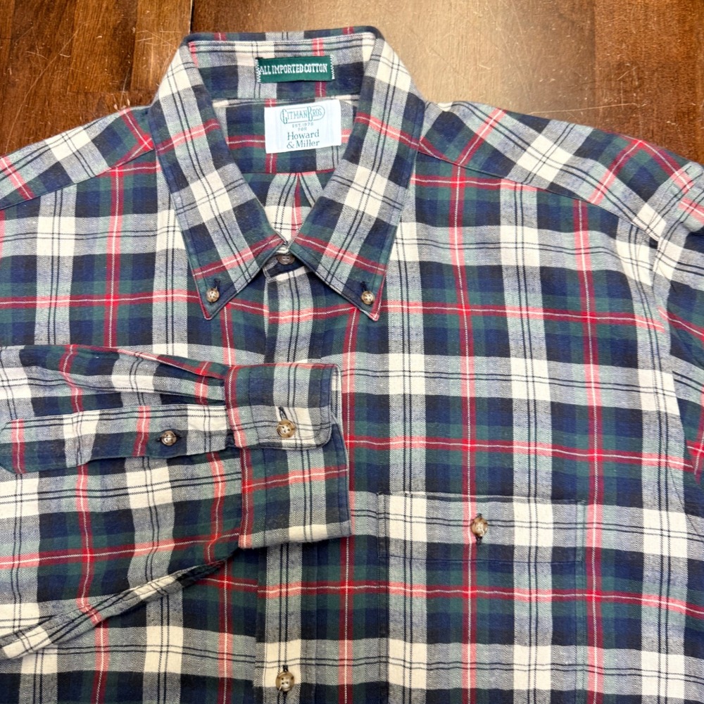 VTG Gitman Bros Howard Miller Button Down Shirt Mens XL Plaid Vintage USA Cotton